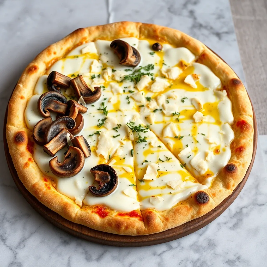 White Garlic Mushroom Pizza